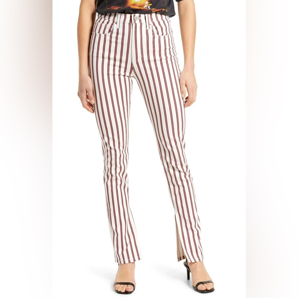 WEWOREWHAT STILETTO STRIPE HIGH WAIST SKINNY JEANS